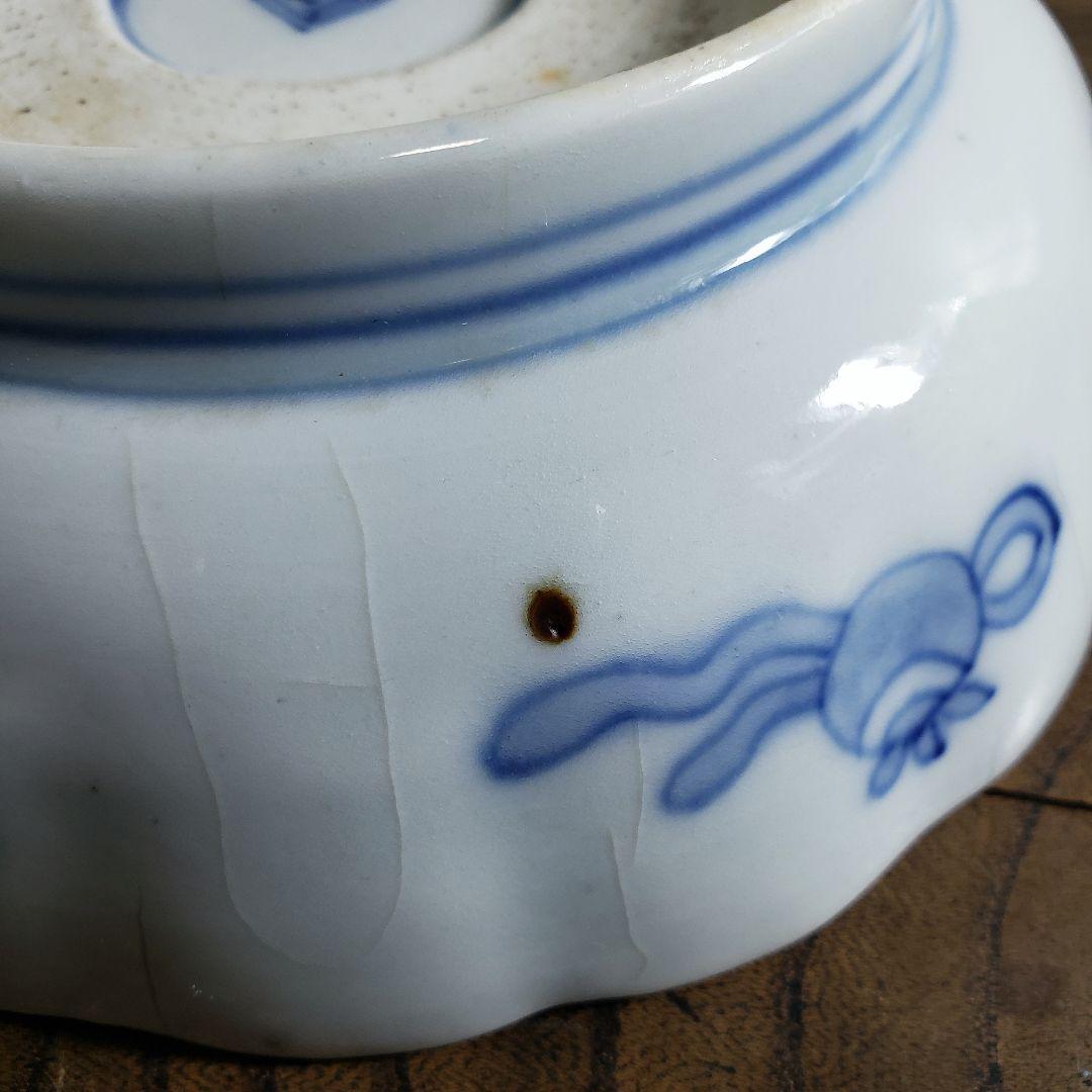 なます皿 古伊万里 色絵付 花唐草 丸文様 亀甲 アマテ ニュウ 欠け ロ号