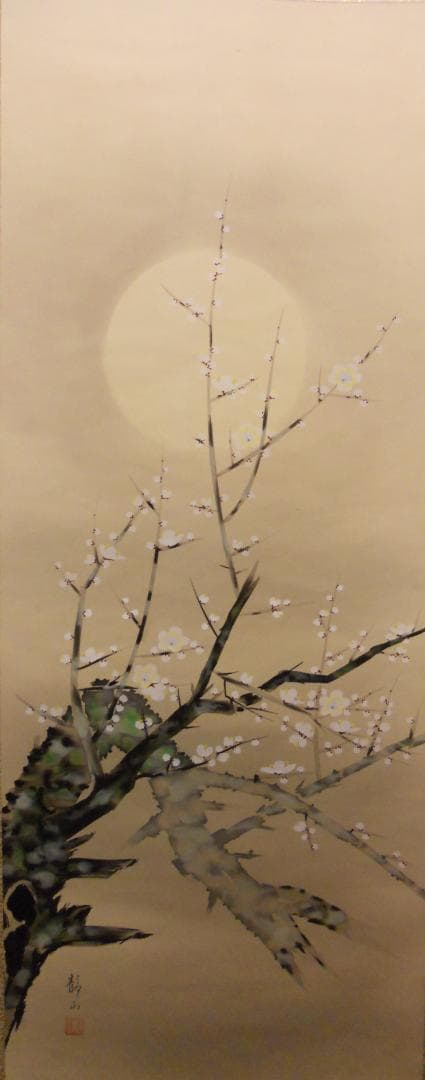 掛け軸 静山 四季名月 絹本 希少 軸装 茶道具 掛軸 美品 です。