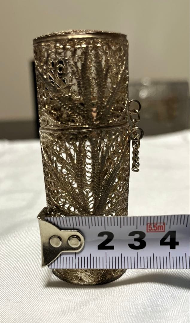 【未使用】アンティーク　銀線細工　香入　ケース