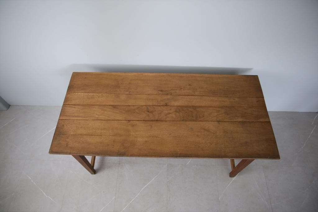 フランスアンティーク木製ダイニングテーブル/机/作業台デスク/飾り棚90-203