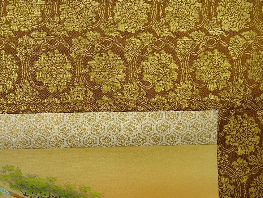 【真作】掛軸 岡田典正『高砂図』絹本 肉筆 無地箱付 掛け軸 a040218