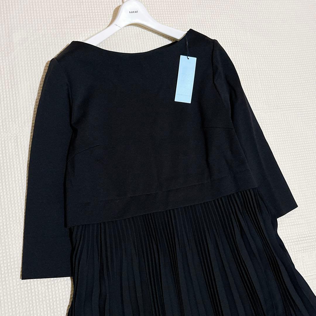 新品✨組曲 洗えるジャージコンビプリーツ ワンピース 近年 大きい ゆったり