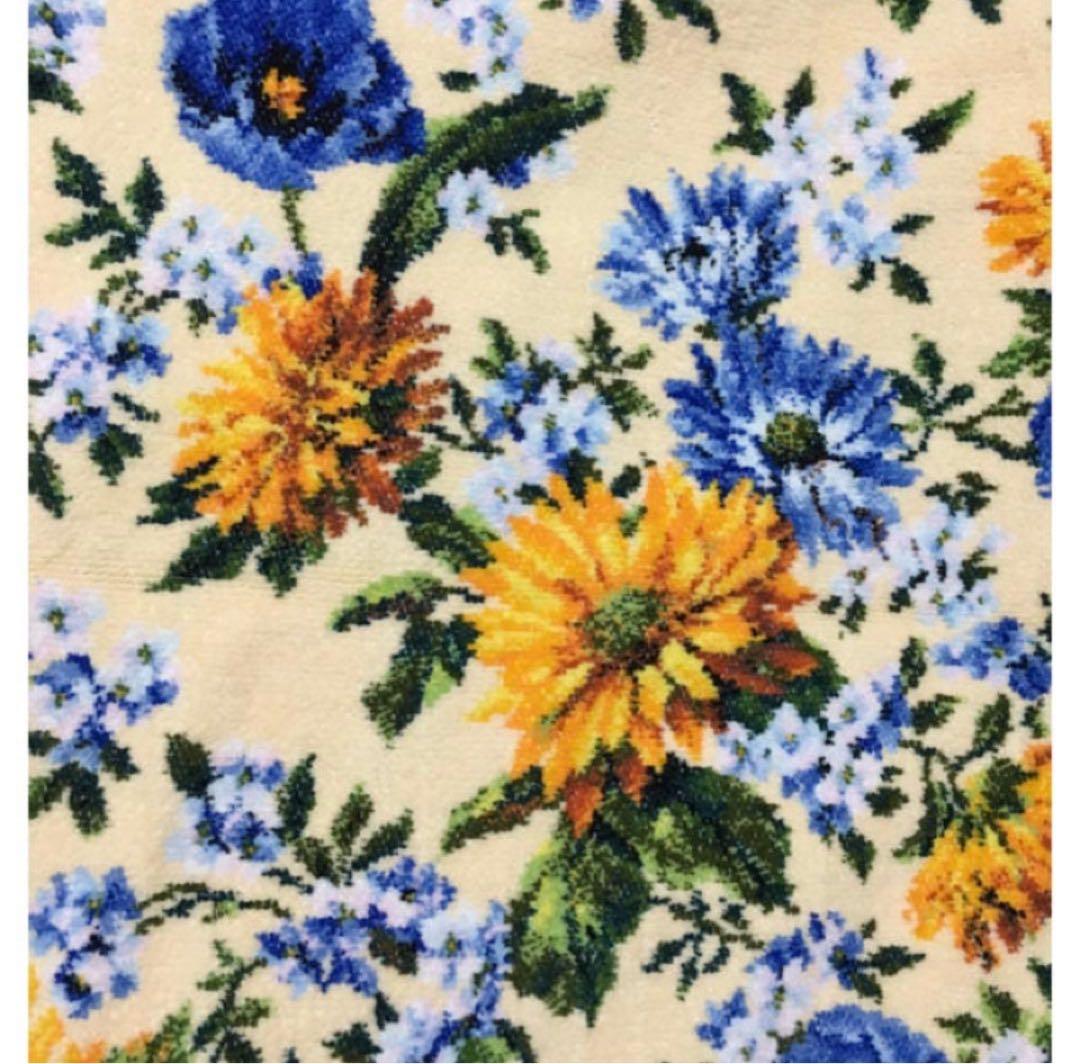 新品 バスタオル 大判 フェイラー リタ アイボリー ブルーブランケット 花柄