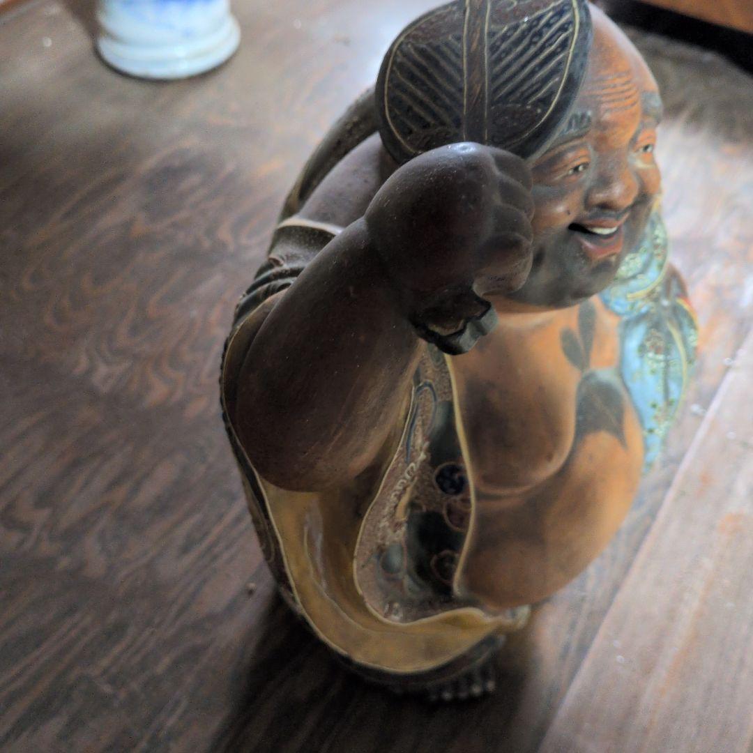 九谷焼 布袋 極彩色 七福神 縁起置物 骨董