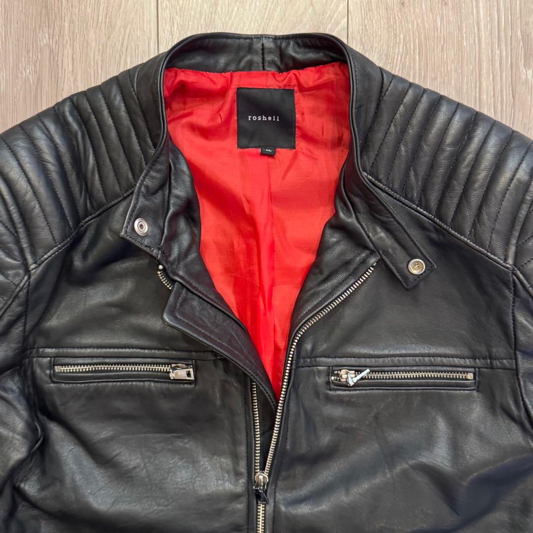 roshell 本革 レザージャケット XL ブラック ライダース ブルゾン