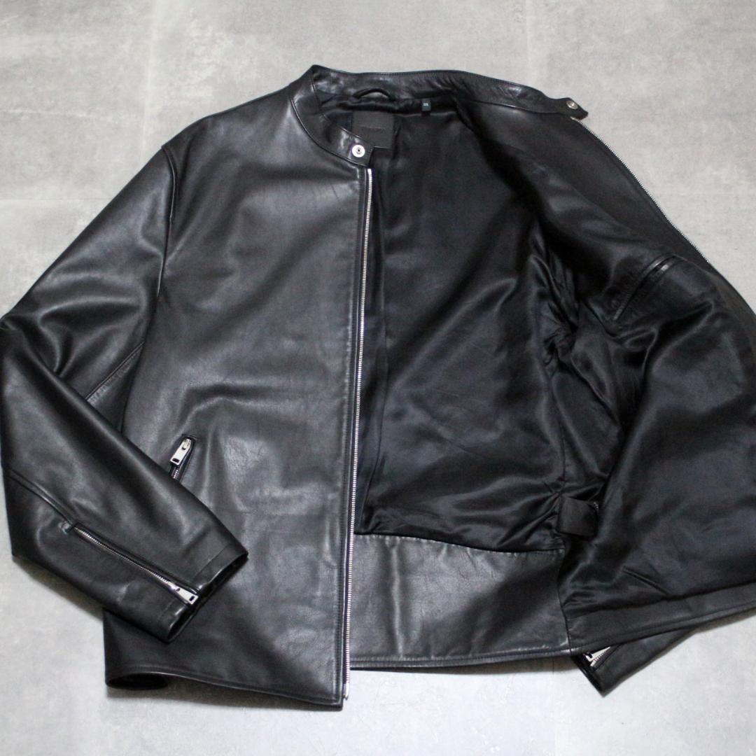 美品 大きいサイズ 9.9万円 Theory レザージャケットメンズ XXL 黒