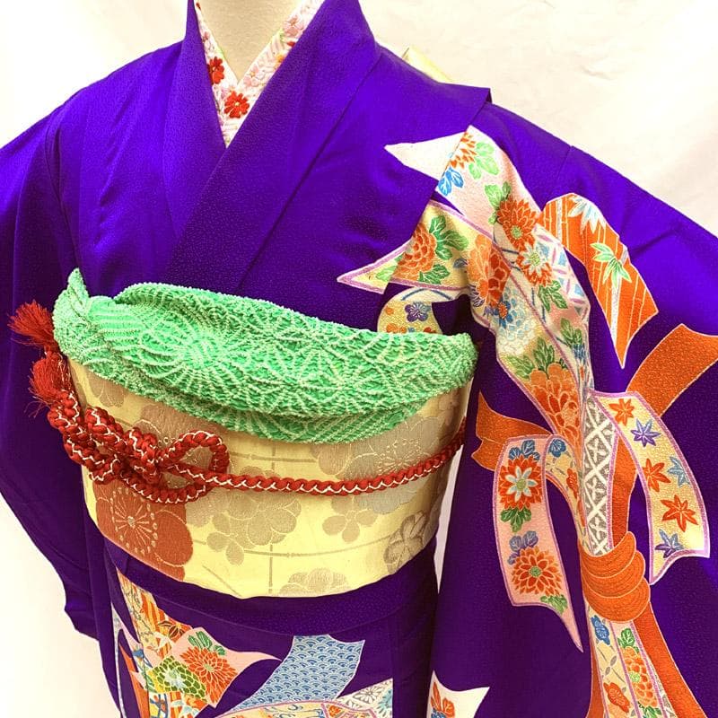 510aj11■ハーフ成人式 卒業式 女児 着物&袋帯&長襦袢 束ね熨斗■美品