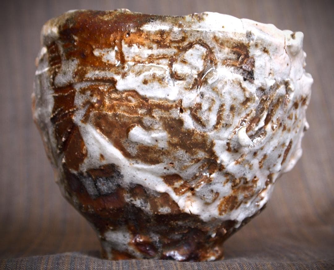 希少作★加藤委★川小牧引っ掻き茶碗★共箱＆陶Vol.85　加藤委