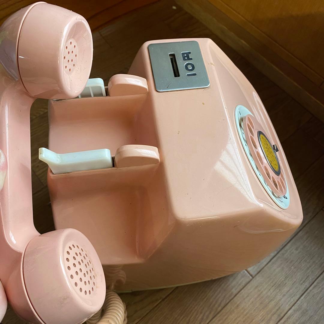 ダイヤル式　ピンクの公衆電話 インテリア 鍵付き 昭和レトロ 初期型 当時物