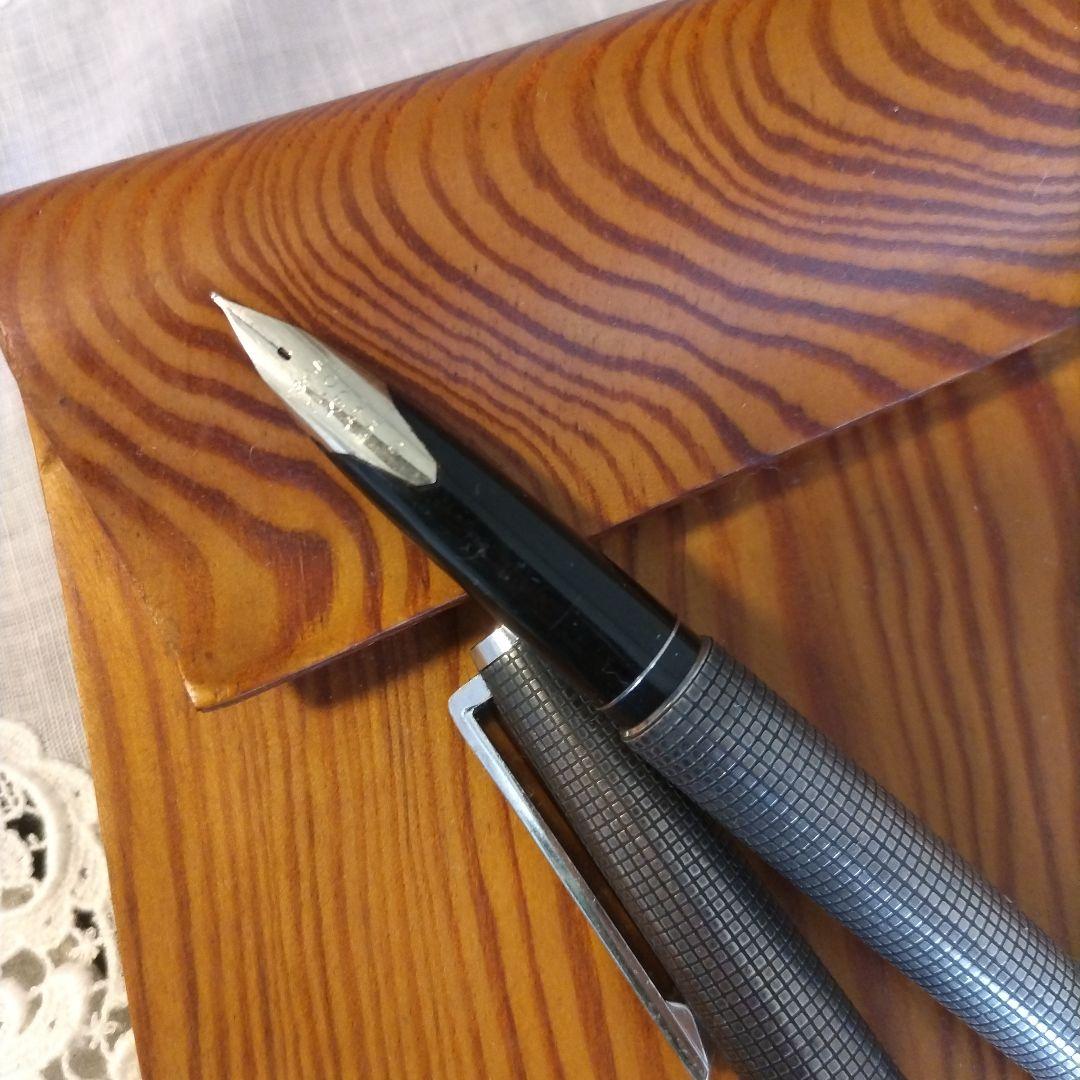 PILOT 18KWG スターリングシルバー 万年筆 シルバーン 格子