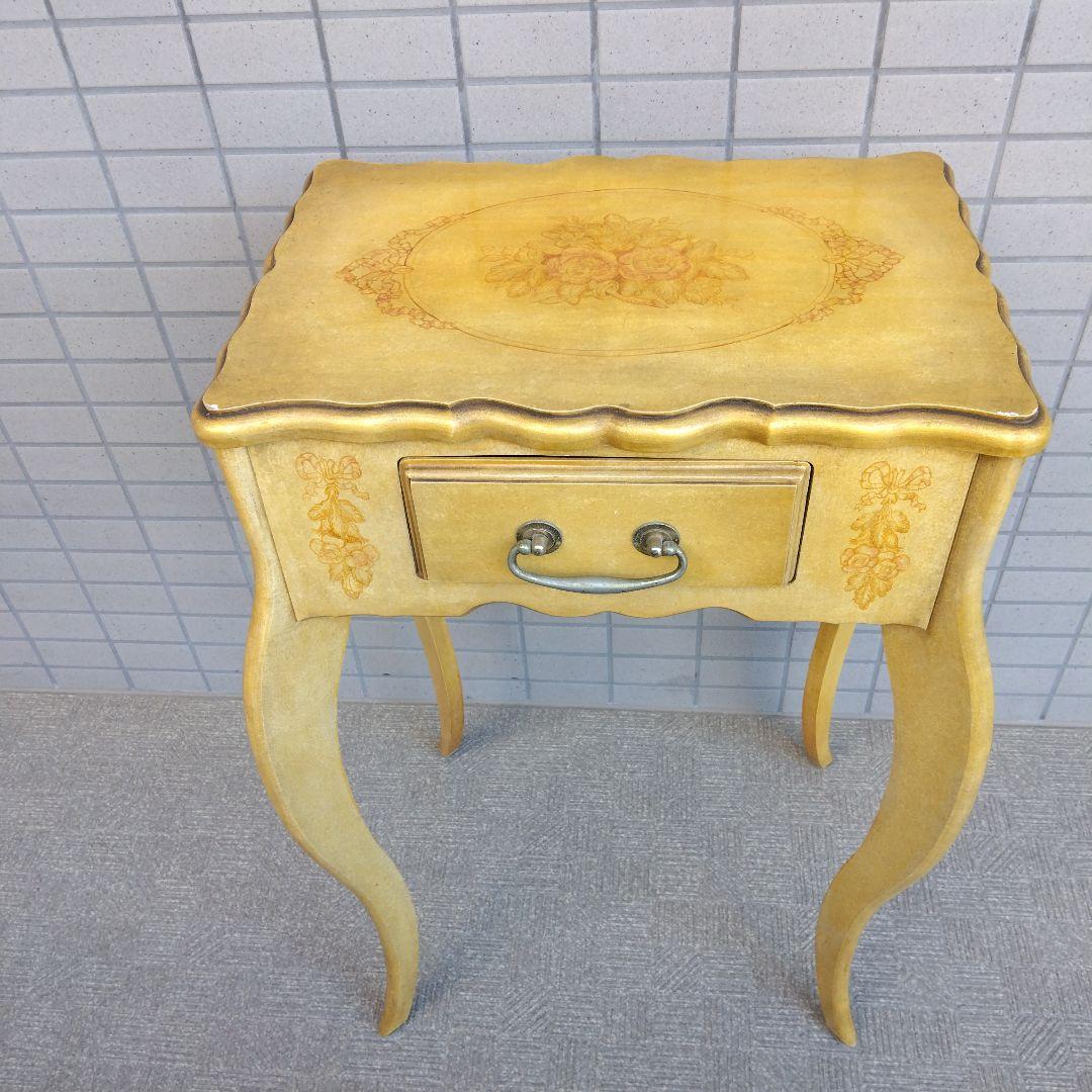 ハンドメイド　トールペイント　猫脚コーヒーテーブル　アンティーク調