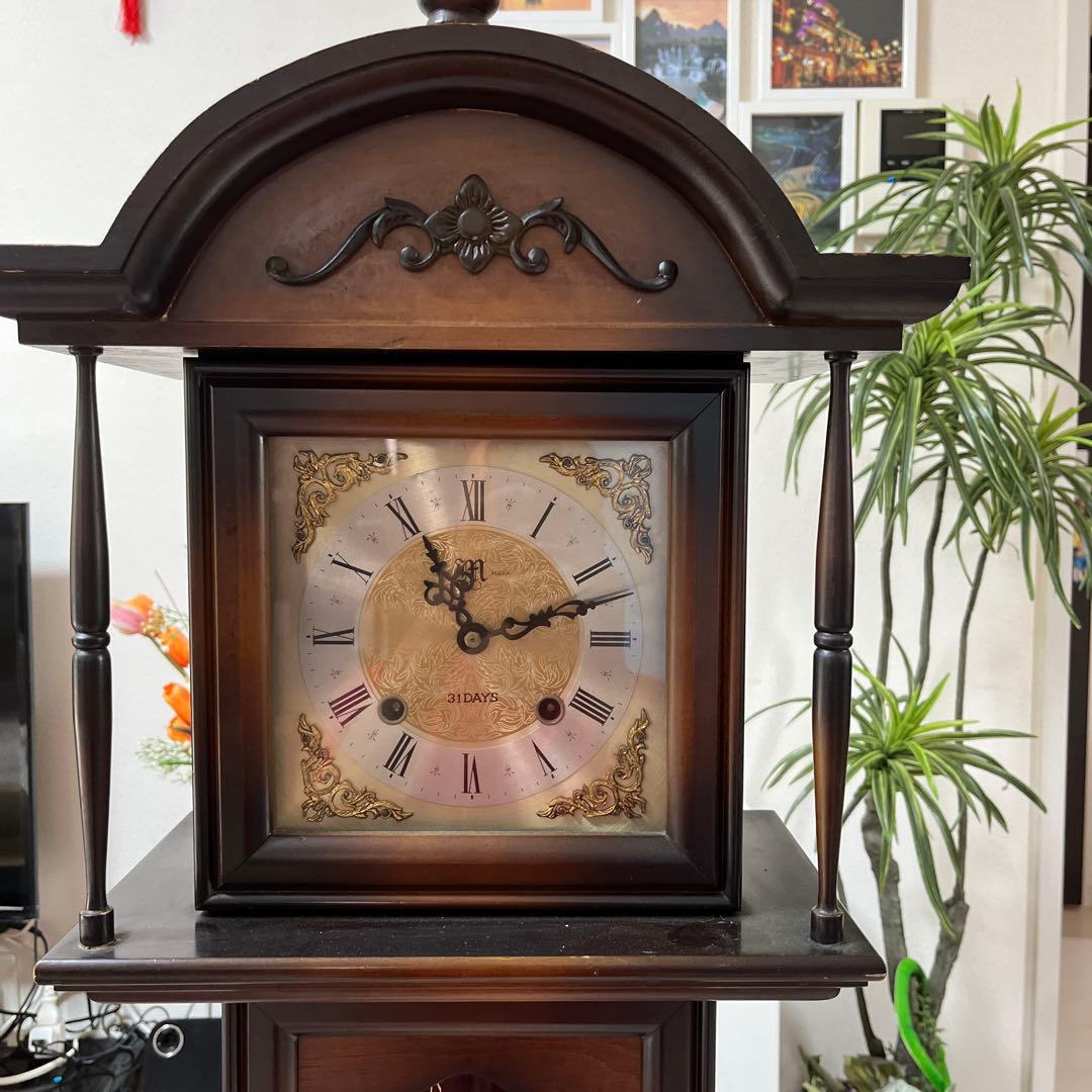 トレードマーク昭和レトロ アンティーク 振り子時計 木製枠 柱時計ゼンマイ式ク