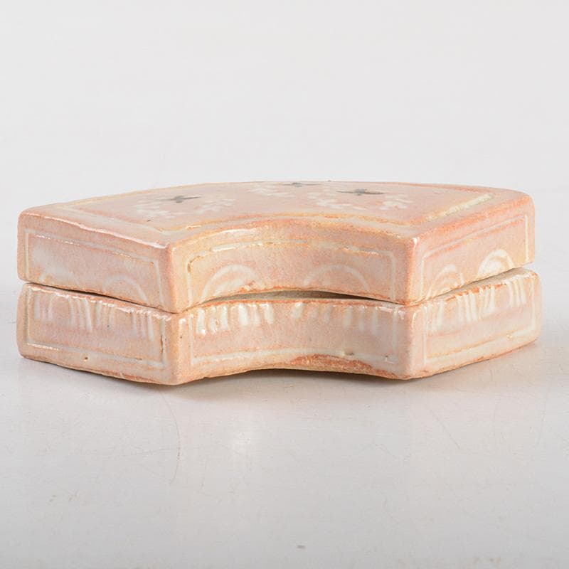 茶道具　八事窯　中村道年造　扇面香合　共箱　V　6353