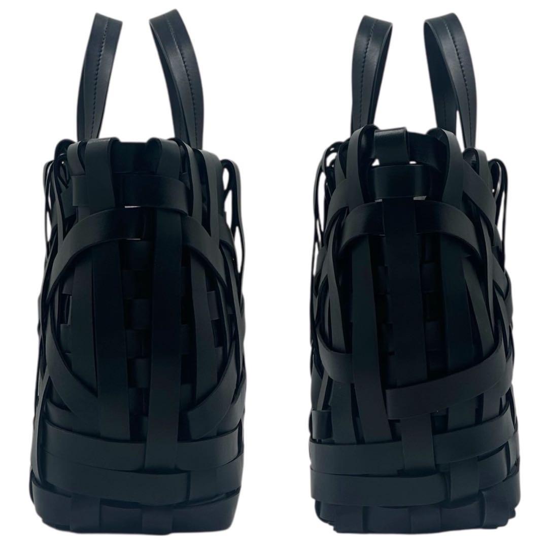 【極上品】JILSANDER ハンドバッグ WOVEN ブラック レザー