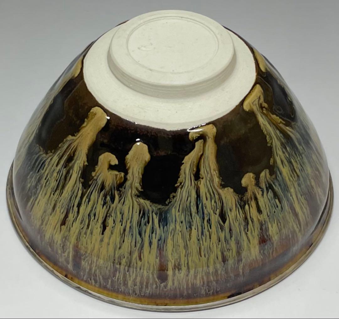 桶谷定一　銀覆輪　建盞天目茶碗　四方桟共箱　共布　栞　v117