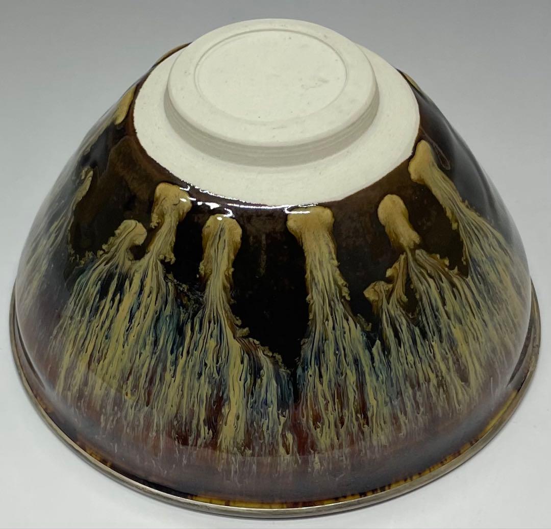 桶谷定一　銀覆輪　建盞天目茶碗　四方桟共箱　共布　栞　v117