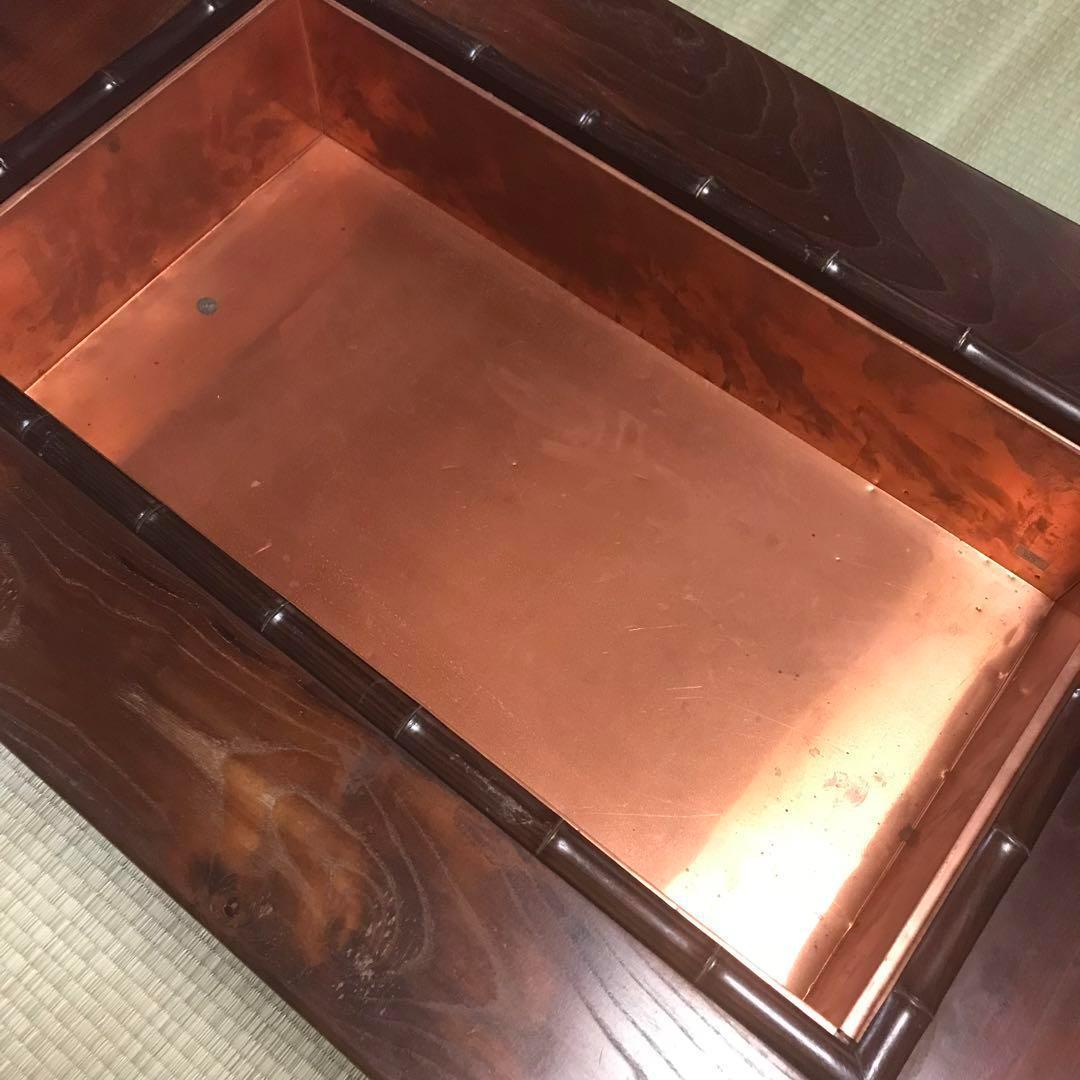 希少レア❀火鉢 卓上 テーブル ちゃぶ台 机 木製 銅板 民芸家具 五徳 天然木