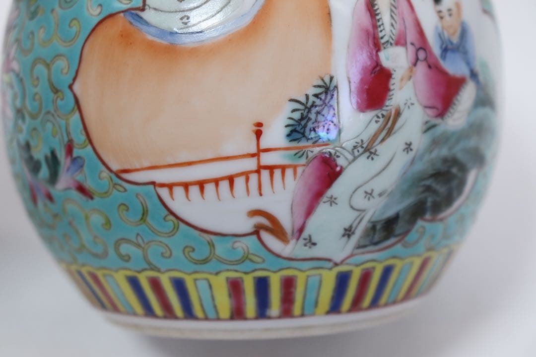 中国　1950年代　景徳鎮粉彩人物壺　送料込み0730