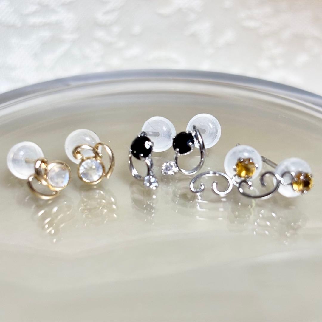 新品❣️k10 YG/WG キラキラなピアス 3点セット⑤