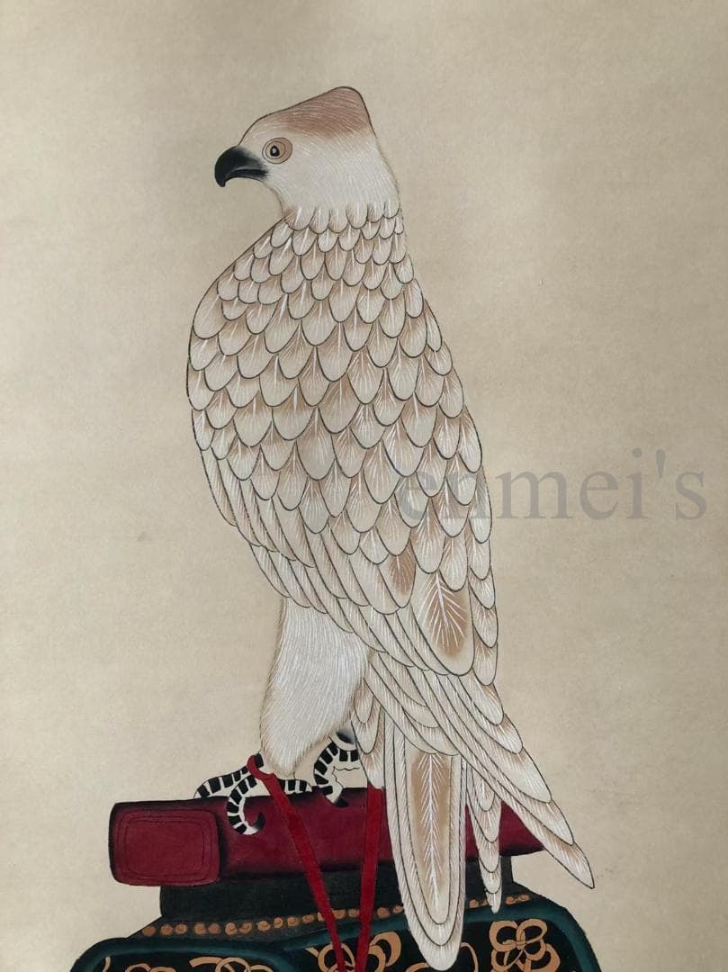 中国古美術・四尺鹰掛軸・宣紙・国画・郎世寧印款印款・書道・肉筆・書画・文房置物