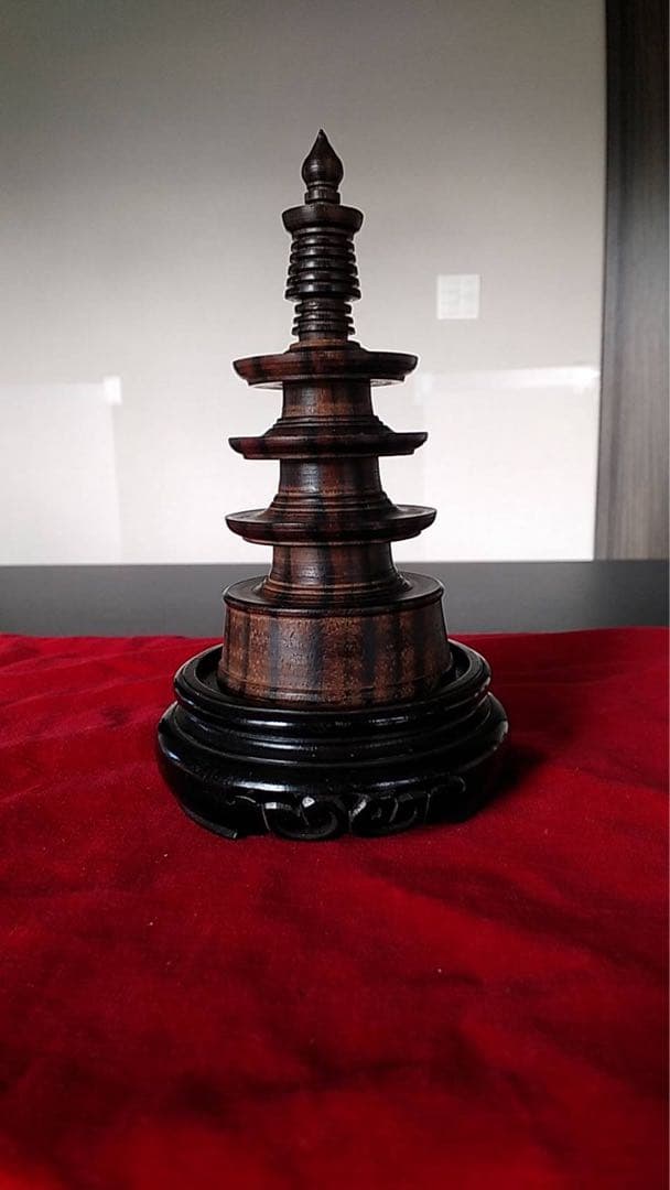 百万塔　黒檀　縞黒壇　アンティーク　花台　唐木　古美術　香炉台　陀羅尼経　仏像