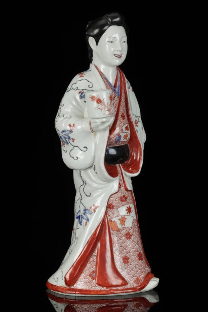 ラ*ラ様 江戸期 古伊万里 柿右衛門様式 色絵陶製美人人形 婦人像 女性像 古美