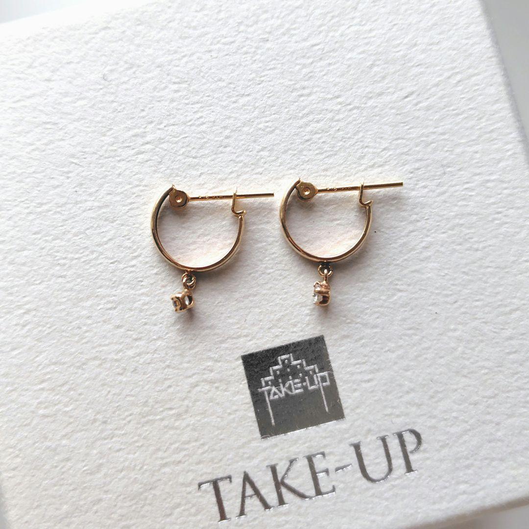 TAKE-UP 揺れるキュービックフープピアス K10YG ジルコニア