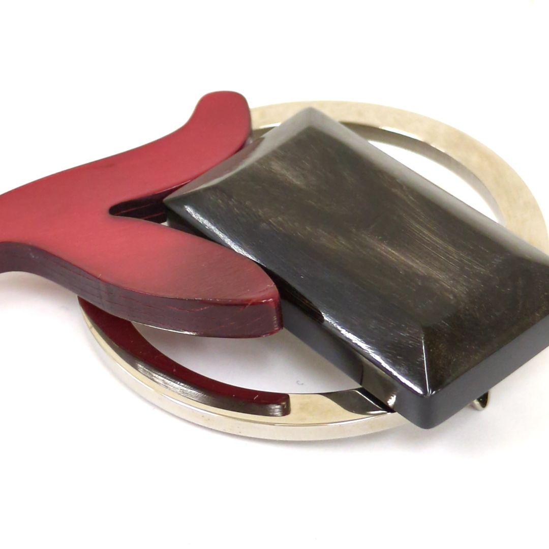 マルニ ブローチ レッド ブラック ブラウン シルバーカラー イタリア製