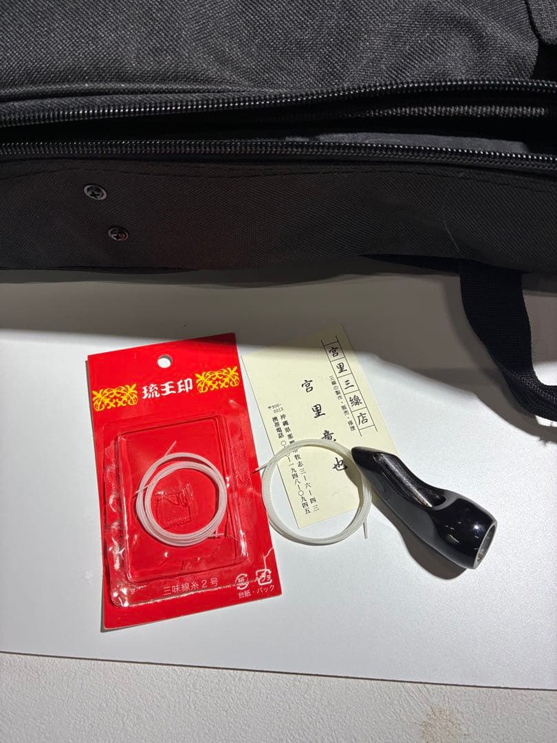 G）沖縄 民謡楽器 和楽器 三線 人工蛇皮 専用ケース付き 三線用つめ付き