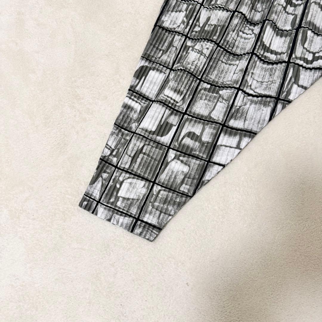 極美品✨HOMME PLISSE 総柄　プリーツ　サルエルパンツ　グレー