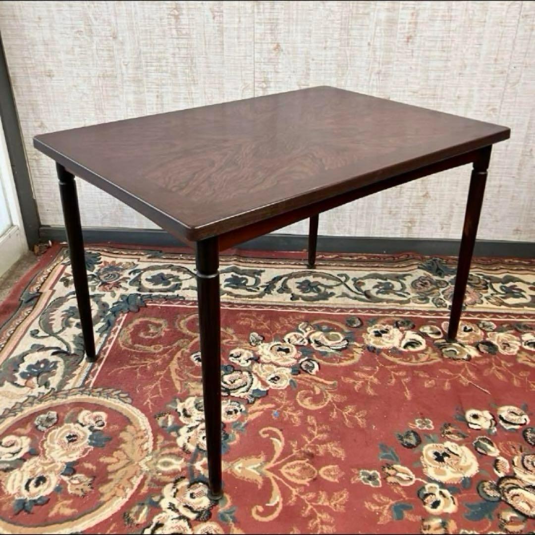 昭和レトロ 飛騨家具 ヒダダイネット 木製ダイニングテーブル 木目セラミック天板