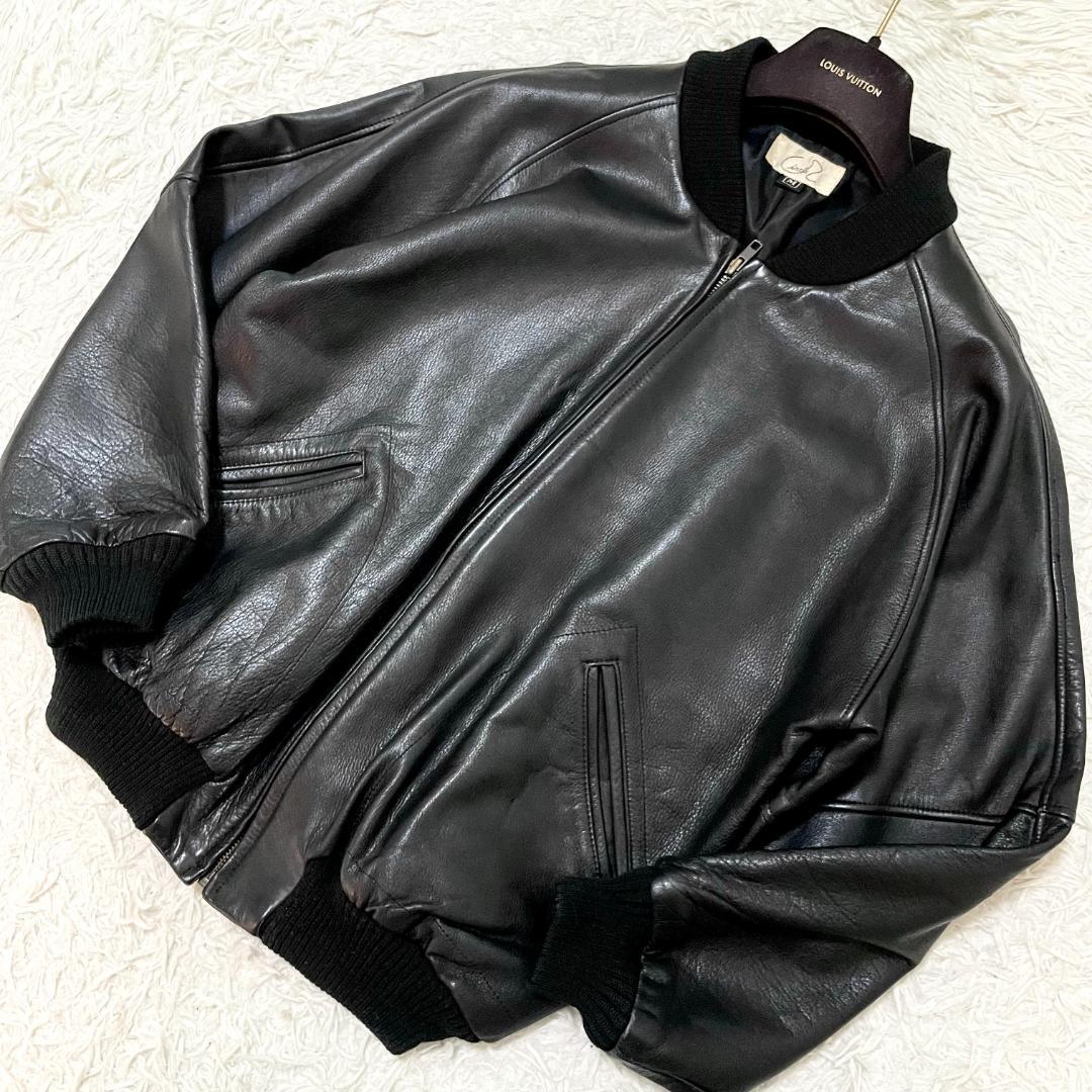 極美品 サークル レザージャケット MA-1 ブラック ボンバージャケット L位