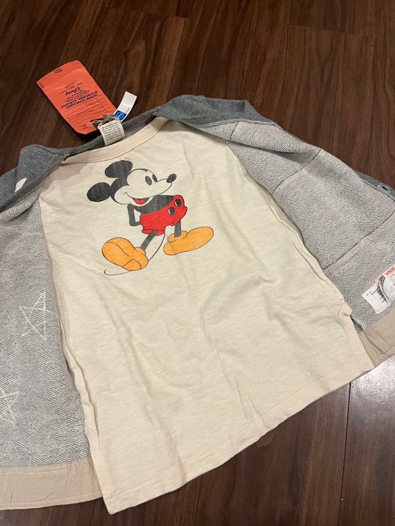 1.4万 新品 DENIM DUNGAREE ミッキー レイヤード カーディガン