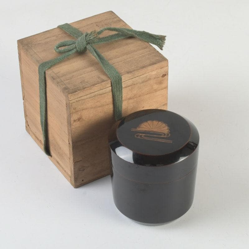 茶道具　黒漆　菊蒔絵　雪吹　棗　時代箱付　V　9812