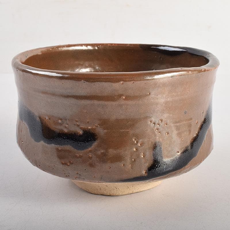 Mikan 　濱田庄司作　鉄釉　茶碗　仕覆付　共布共箱　V　R8790