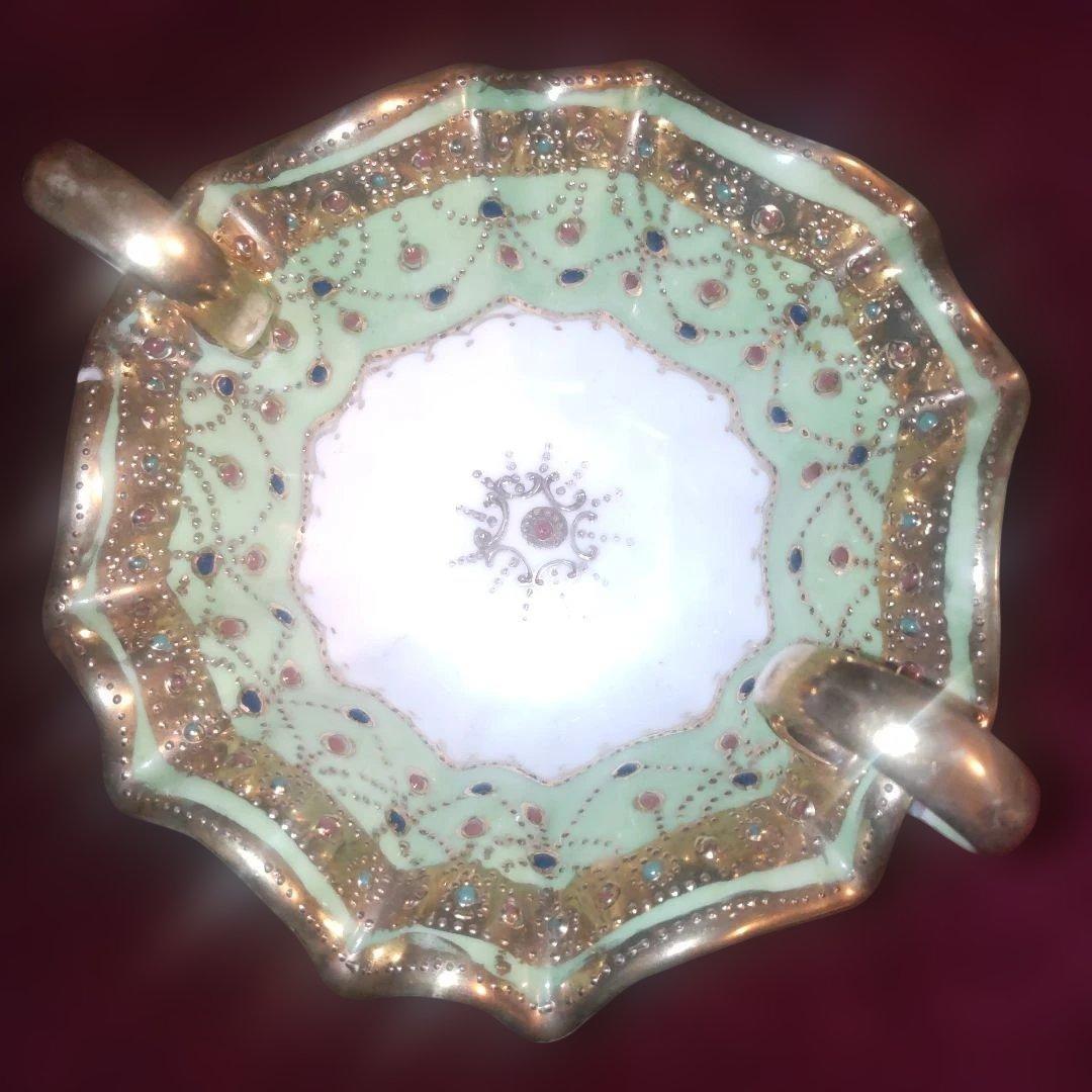 希少 アンティーク オールドノリタケメイプルリーフ 金盛りビジュー器