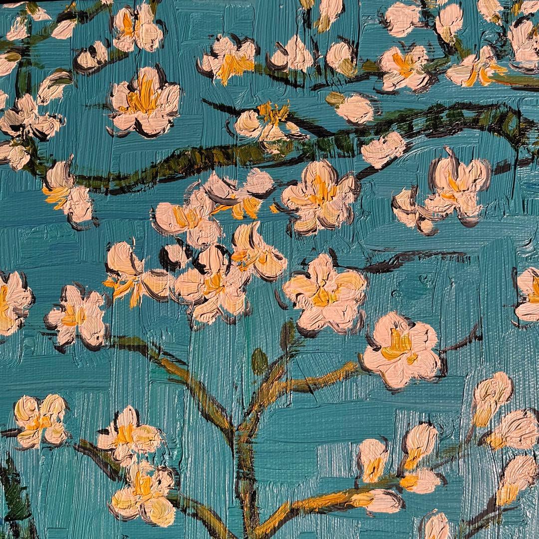 （大）手書き油絵 ゴッホ 花咲くアーモンドの枝 肉筆絵画 インテリア 油彩画