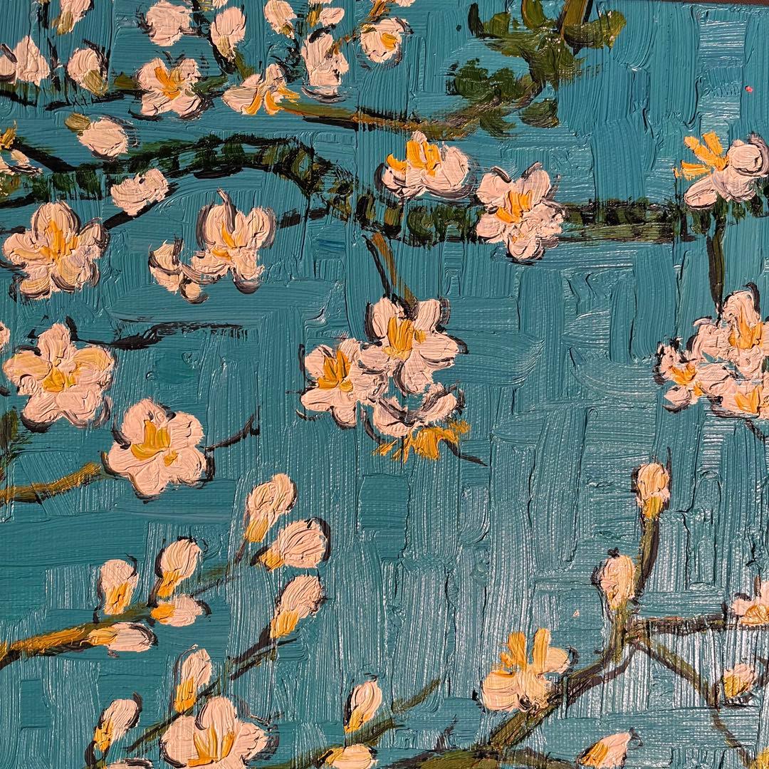（大）手書き油絵 ゴッホ 花咲くアーモンドの枝 肉筆絵画 インテリア 油彩画
