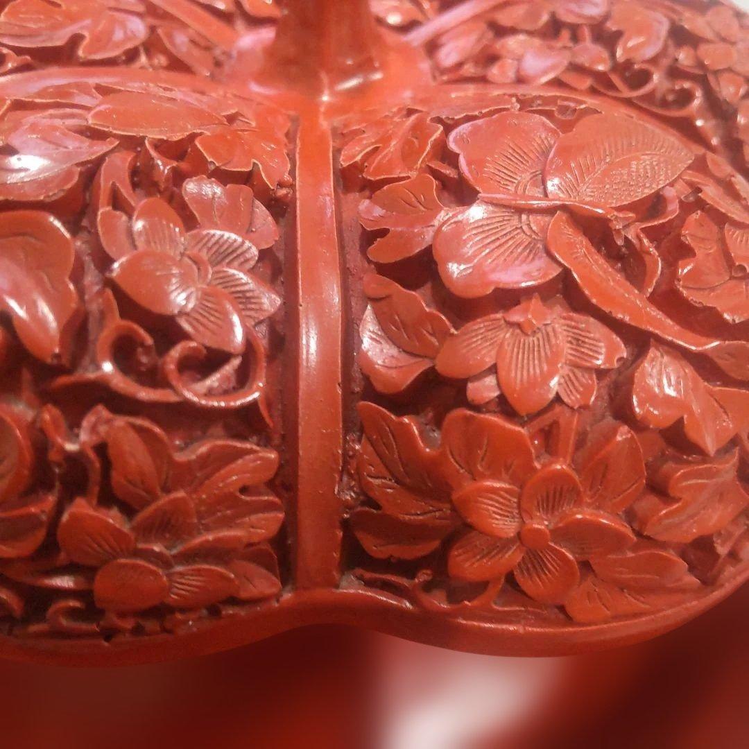 堆朱 中国美術工芸品 伝統美術蓋物 小箱