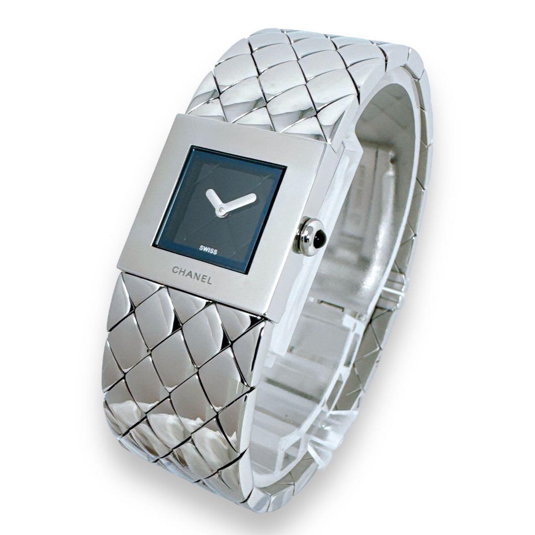 シャネル CHANEL マトラッセ クォーツ ブラック 黒 レディース 時計