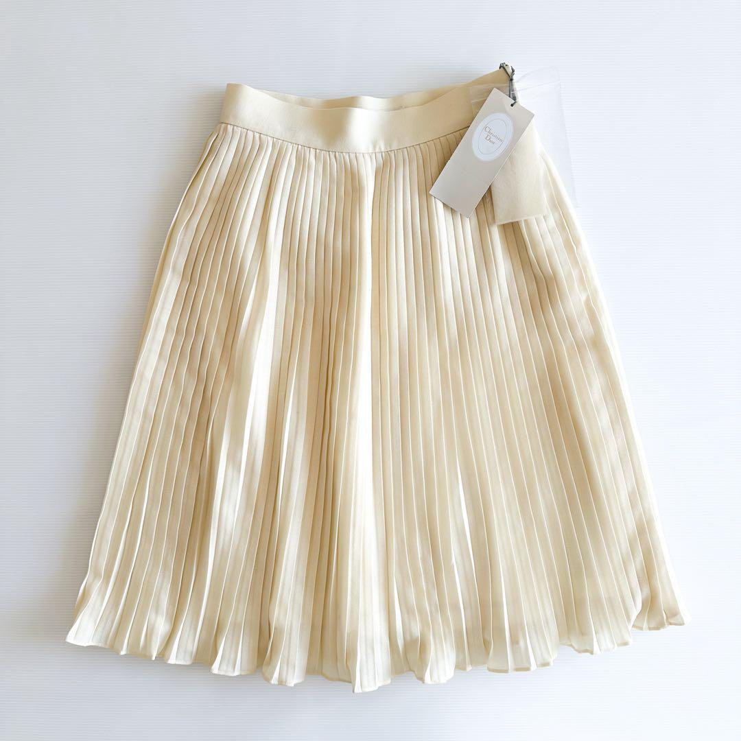 【新品タグ付き】ディオール / プリーツスカート M クリーム 未使用