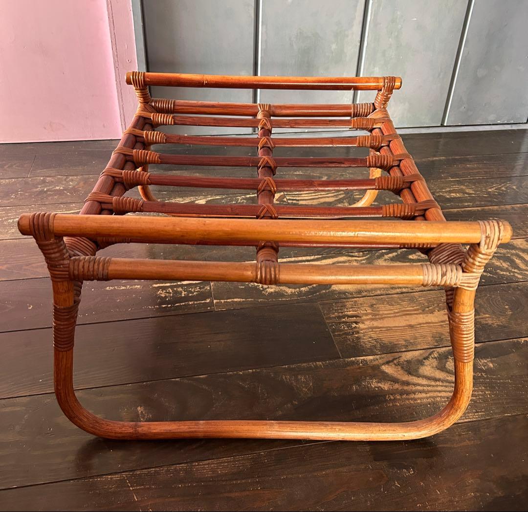 アンティーク　籐　ラタン製スツール オットマン　サイドチェア　ベンチ