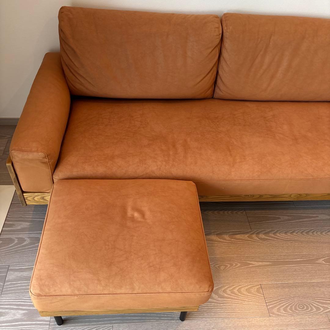 (6/8発送)unico TREL(トレル)ソファ 3シーター オットマン付き