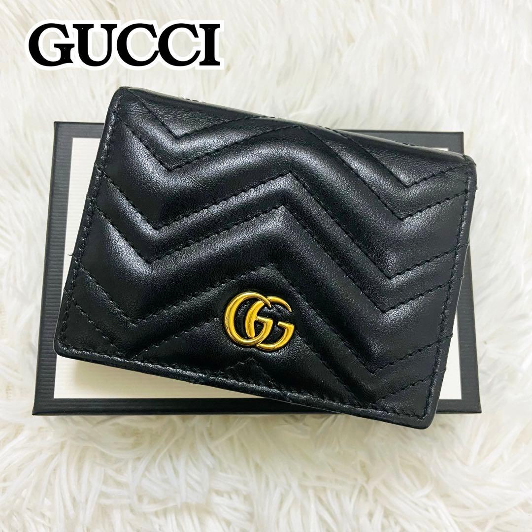 極美✨付属完備✨GUCCI 二つ折り財布 キルティング マーモントGG レザー