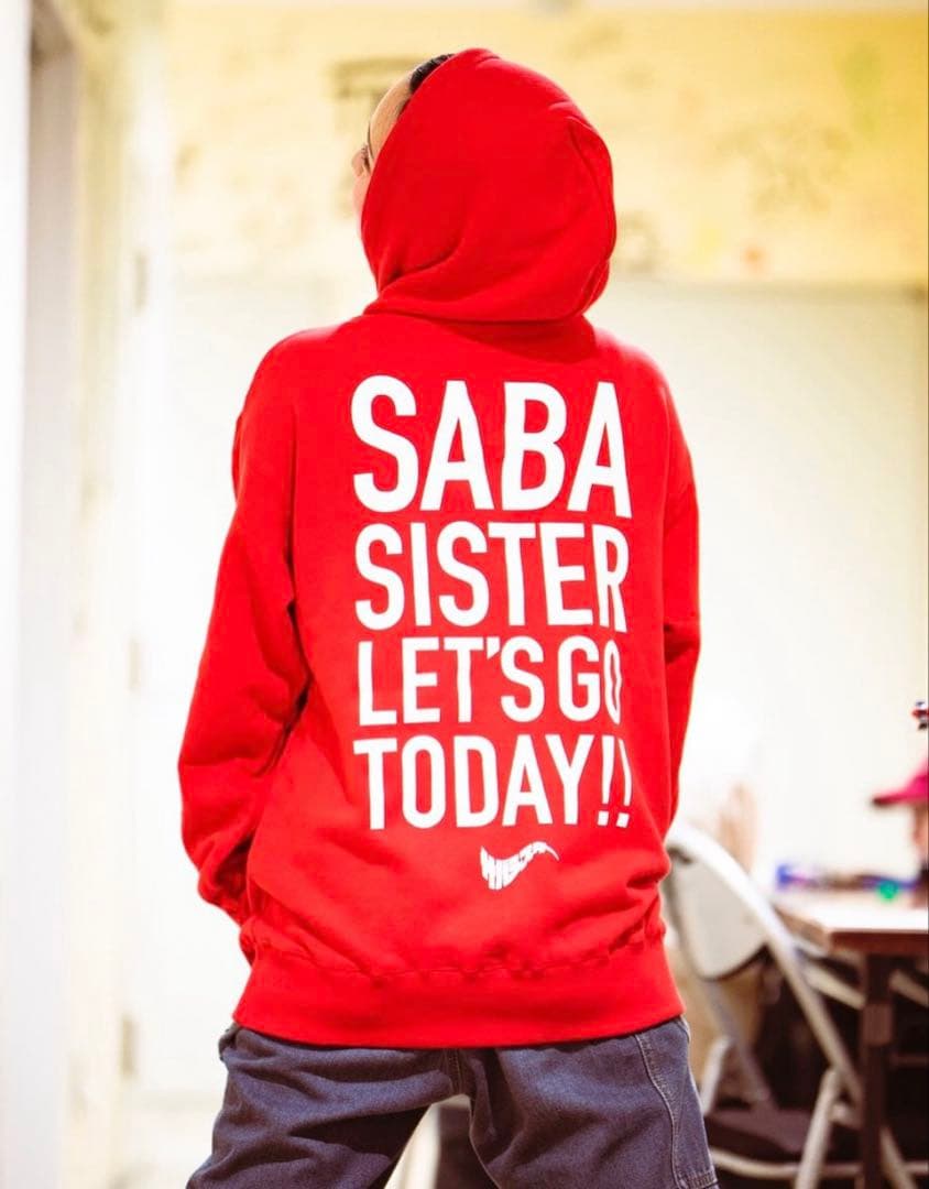 サバシスター　ロゴパーカーRED サイズXL