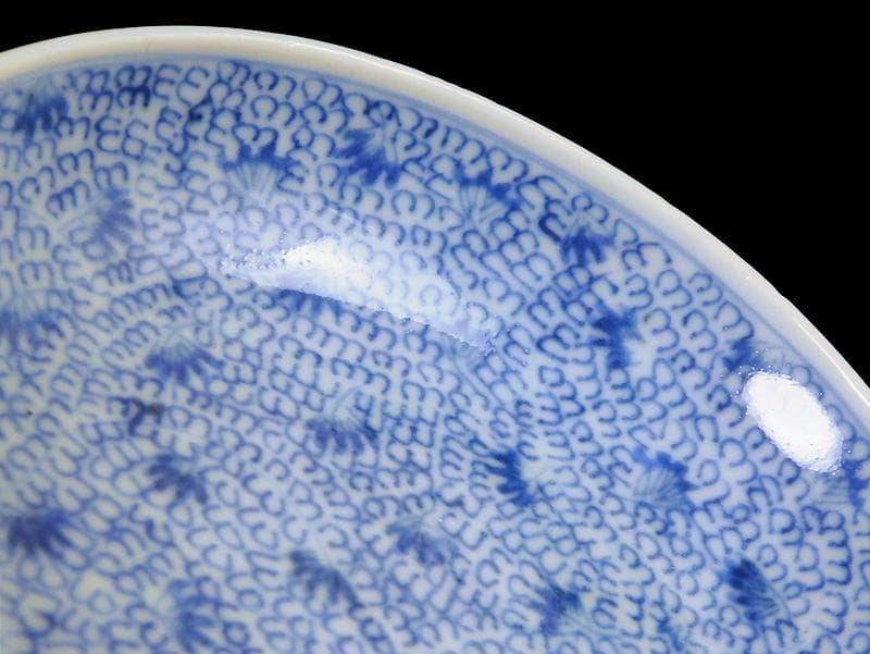 古伊万里　染付　微塵唐草の図　４寸皿　E409AS-CUt