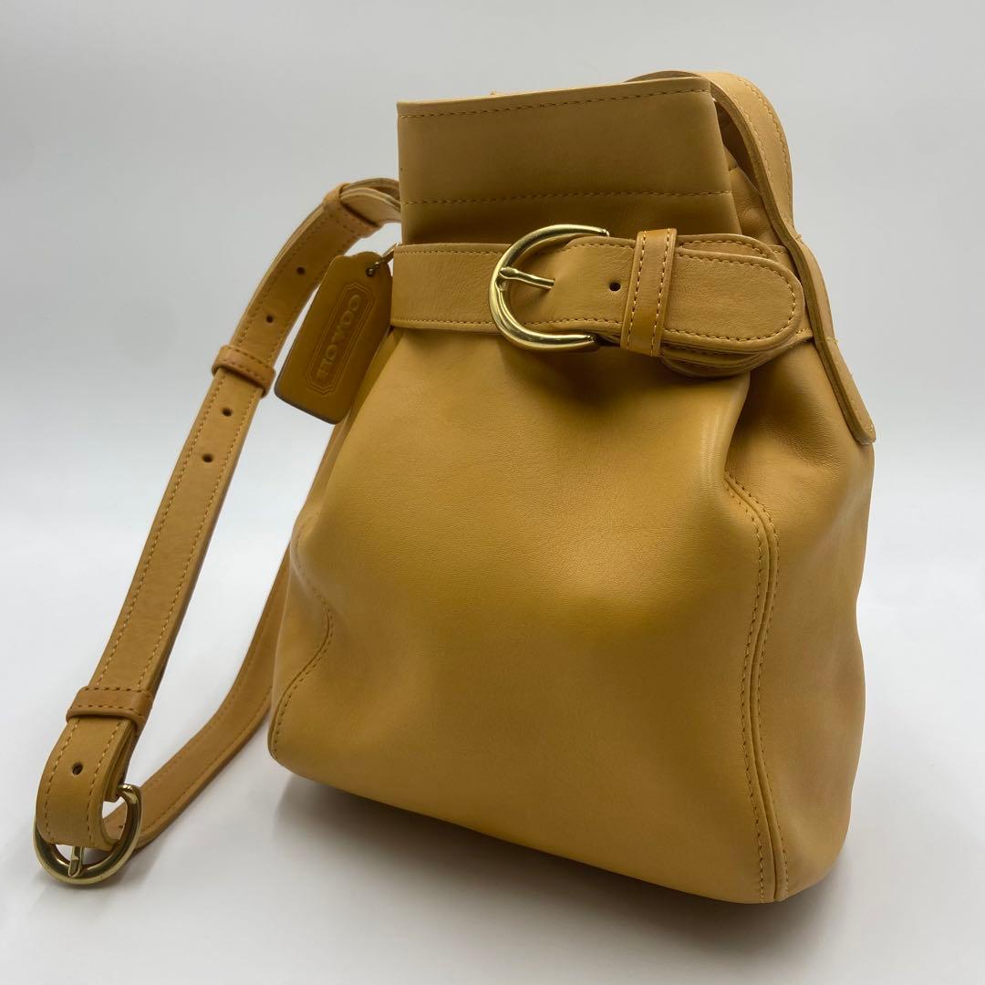 極美品　オールドコーチ　ショルダーバッグ　ベルテッド　レザー　イエロー