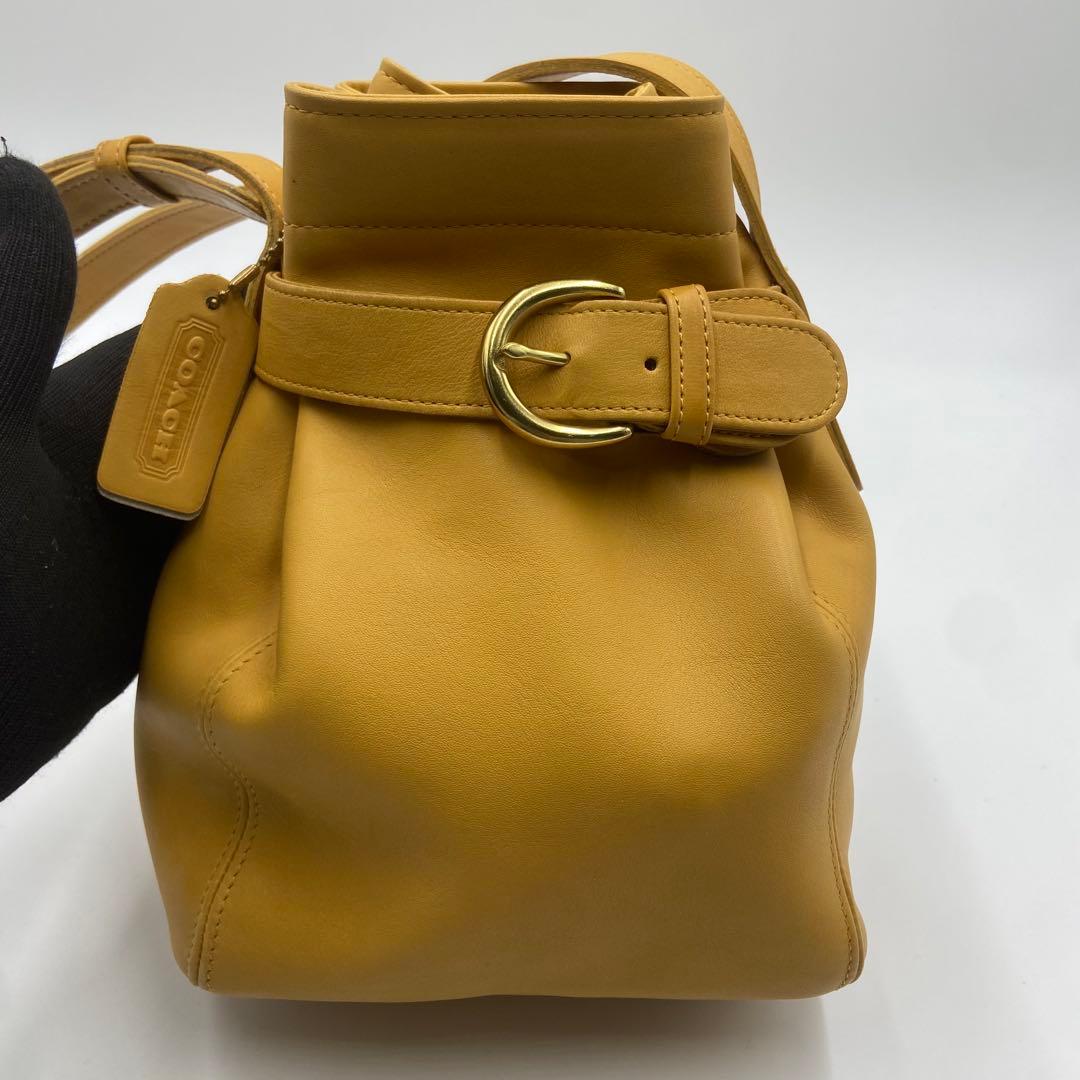 極美品　オールドコーチ　ショルダーバッグ　ベルテッド　レザー　イエロー