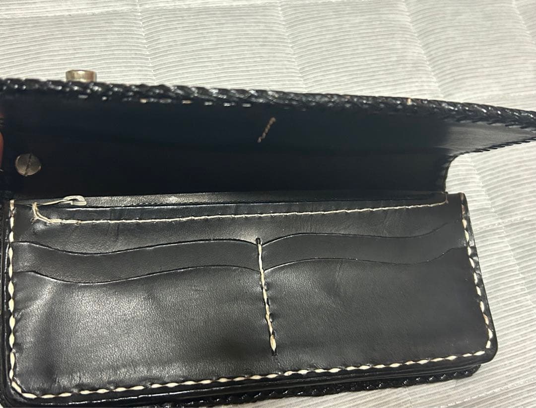 バイカーズウォレット　レザーキーリング　ハンドメイド　本革　ターコイズ　チェーン