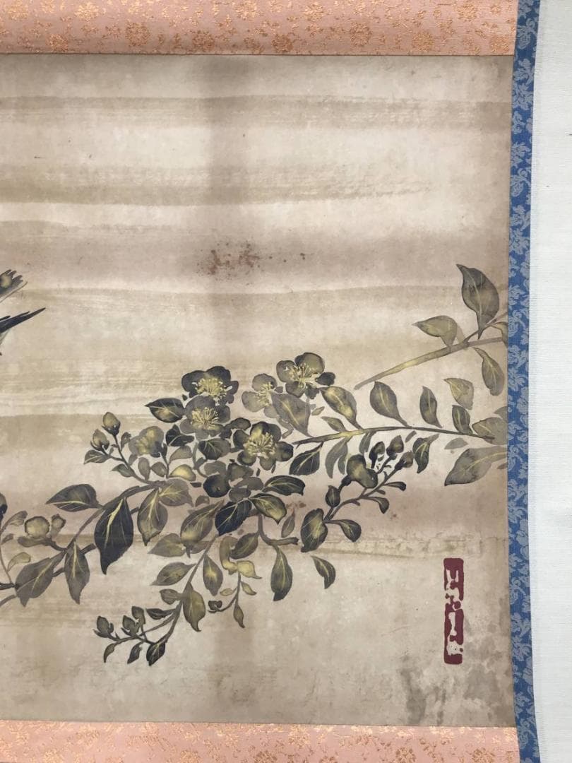 【模写】尾形光琳/花鳥図/横物/掛軸/名家伝来/AC-113